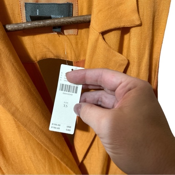 NWT - Anthropologie Linen Wrap Mini Dress - Orange - size XS - Picture 7 of 7